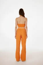 Pantalon taille haute orange