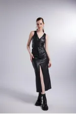 Hera Deri Etek Siyah