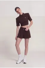 Vatkalı Polo Yaka Carolyn T-Shirt Kahve