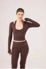 Ellen Bolero with Tie-Up Crop Cut, Coffee