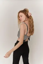 Straplez Askılı Glammy Crop Gümüş