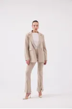 Veste blazer rayée beige