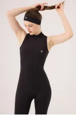 Combinaison de motarde sans manches avec fermeture éclair, noire