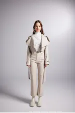 Pantalon en cuir beige Lucy