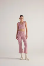 Pantalon en tweed rose
