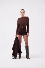 Valeri Suede Shorts Brown