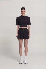 Short Alexia noir plissé à taille haute et ceinture Short Alexia noir plissé à taille haute et ceinture