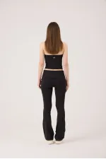 Ellen Flare Leggings with Waistband, Black