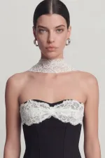 Lace Shawl Detail Corset Tayla Bustier Black