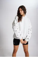 Sweat-shirt blanc à œil