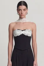Lace Shawl Detail Corset Tayla Bustier Black