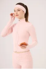 Veste Fabiola avec détails aux doigts et fermeture éclair, rose