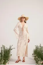 Robe en maille beige Zeya