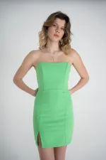 Laura Mini Dress with Slit and Underwire, Green
