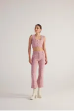 Pantalon en tweed rose