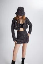 Tweed Skirt Black