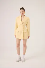 Belden Oturmalı Galina Blazer Ceket Sarı