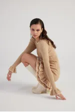 Rebeca Triko Elbise Bej