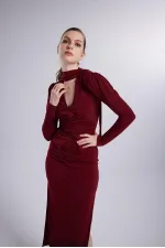 Chemisier Serre rouge bordeaux