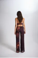 Drawstring Tulle Sasha Blouse, Coffee