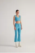 Pantalon en tweed bleu