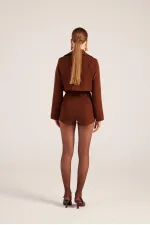 Veste blazer courte Camila marron