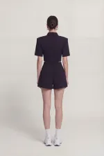 Short Alexia noir plissé à taille haute et ceinture Short Alexia noir plissé à taille haute et ceinture