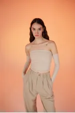 Chemisier lisse beige