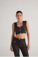 Bustier en tweed noir