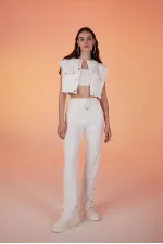 Paça Çıtçıtlı 3 İpli Jura Eşofman Altı Beyaz