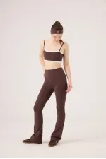Yüksek Bel Flare Fabiola Tayt Pantolon Kahve