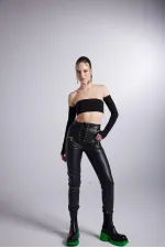 Rebel Deri Pantolon Siyah