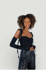 Ribbon Bodysuit Black