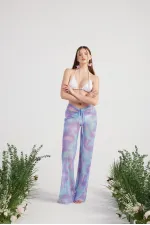 Shirred Pareo Pantolon Lila