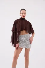 Payetli Mini Harley Etek Gri