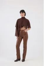 Pantalon en cuir marron Dolores