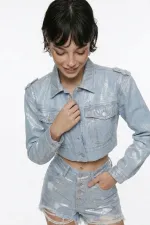 Glossy Jean Shorts Blue