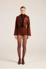 Veste blazer courte Camila marron