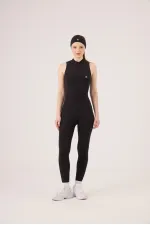 Combinaison de motarde sans manches avec fermeture éclair, noire