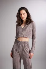 Comfy Crop Gömlek Vizon