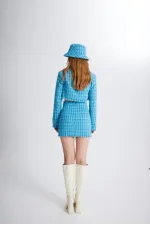 Veste en tweed bleue