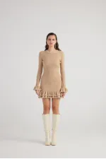Rebeca Triko Elbise Bej