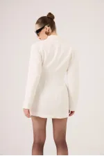 Belden Oturmalı Galina Blazer Ceket Ekru