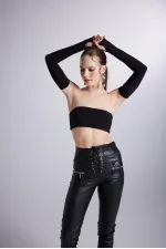 Rebel Deri Pantolon Siyah