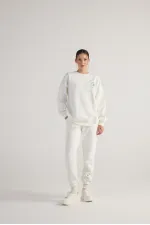 Pantalon de survêtement fin écru