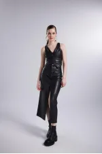 Gilet en cuir Hera noir