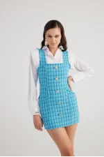Tweed Elbise Mavi