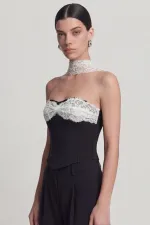 Lace Shawl Detail Corset Tayla Bustier Black