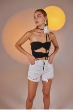 Distressed Jean Shorts White