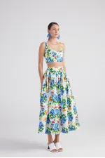 Jupe longue bleue Ravello